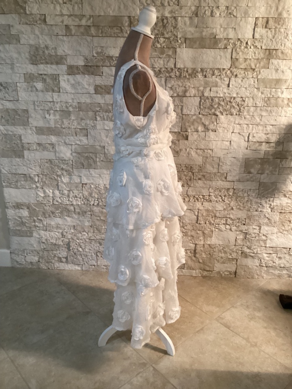 Lulus Exceptional Entrance White Sleeveless Tiered Rosette Midi Dress - Picture 6 of 16